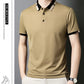 T-shirt à Manches Courtes en Soie Glacée Extensible avec Col à Revers pour Hommes