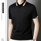 T-shirt à Manches Courtes en Soie Glacée Extensible avec Col à Revers pour Hommes