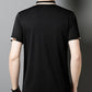 T-shirt à Manches Courtes en Soie Glacée Extensible avec Col à Revers pour Hommes