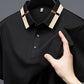 T-shirt à Manches Courtes en Soie Glacée Extensible avec Col à Revers pour Hommes