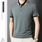 T-shirt à Manches Courtes en Soie Glacée Extensible avec Col à Revers pour Hommes