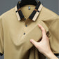 T-shirt à Manches Courtes en Soie Glacée Extensible avec Col à Revers pour Hommes