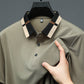 T-shirt à Manches Courtes en Soie Glacée Extensible avec Col à Revers pour Hommes