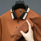 T-shirt à Manches Courtes en Soie Glacée Extensible avec Col à Revers pour Hommes