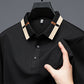 T-shirt à Manches Courtes en Soie Glacée Extensible avec Col à Revers pour Hommes