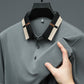 T-shirt à Manches Courtes en Soie Glacée Extensible avec Col à Revers pour Hommes