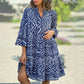 🌺Robe décontractée, ample et fluide, à encolure en V et à motifs