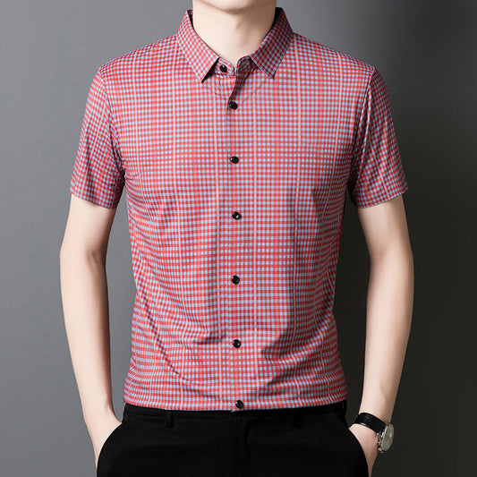 🔥Nouveauté 2025🔥 Chemise à manches courtes pour homme à carreaux rafraîchissante avec boutons