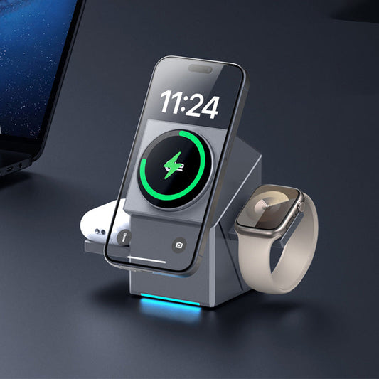 📢📢50% de réduction ! Station de recharge magnétique sans fil pliable 3 en 1 – Chargez smartphone, montre et écouteurs en un seul geste ! 🔋📱⌚