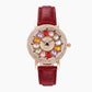 Montre à cadran rotatif pour femme avec diamants simulés colorés
