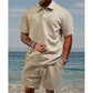 Ensemble 2 pièces pour homme : haut à col rabattu et manches courtes à motif losange et short à cordon
