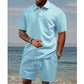 Ensemble 2 pièces pour homme : haut à col rabattu et manches courtes à motif losange et short à cordon