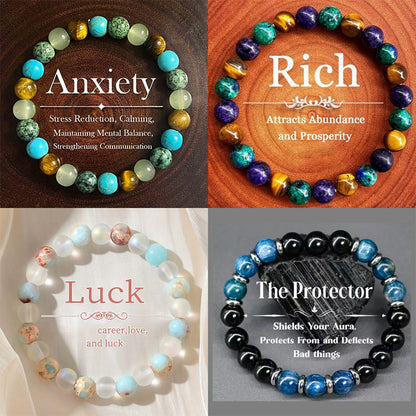 💎 50% DE RÉDUCTION ! 📿 Bracelet Perles en Pierre Naturelle – Pierre Naturelle Polie – Dégradé Translucide & Énergie Positive for Homme & Femme