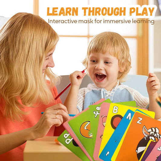 🔥Offre spéciale cadeau pédagogique 50 % de réduction 🔤✍26 cartes masques ABC amusantes pour apprendre l'alphabet