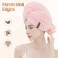 🛁 Grande serviette pour cheveux avec bande élastique sécurisée pour femmes
