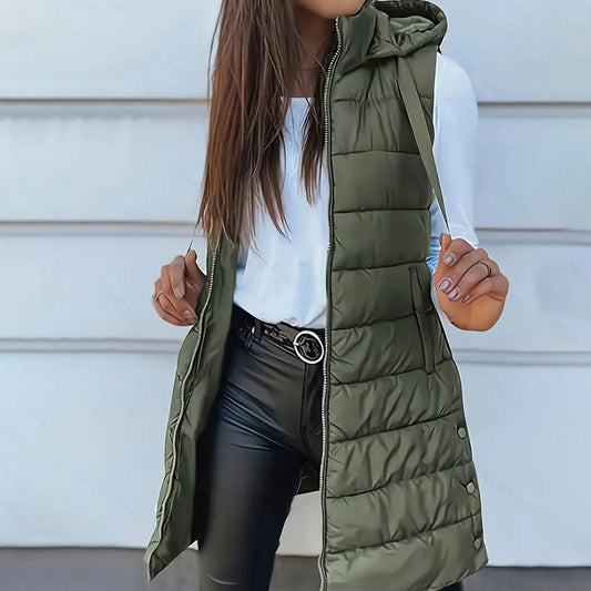 Gilet long zippé pour femmes