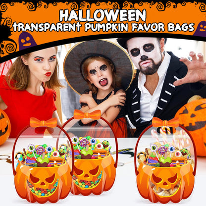 🎃❄️Summerfresh : 50 % de réduction !🍬Lot de 20 sachets de friandises d'Halloween en forme de citrouille – Sachets transparents refermables avec poignées, parfaits pour les cadeaux d'anniversaire