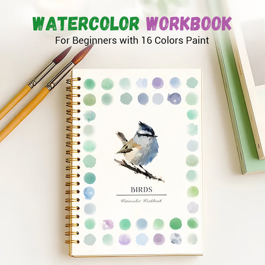 Cahier d'exercices d'aquarelle pour débutants avec 16 couleurs de peinture