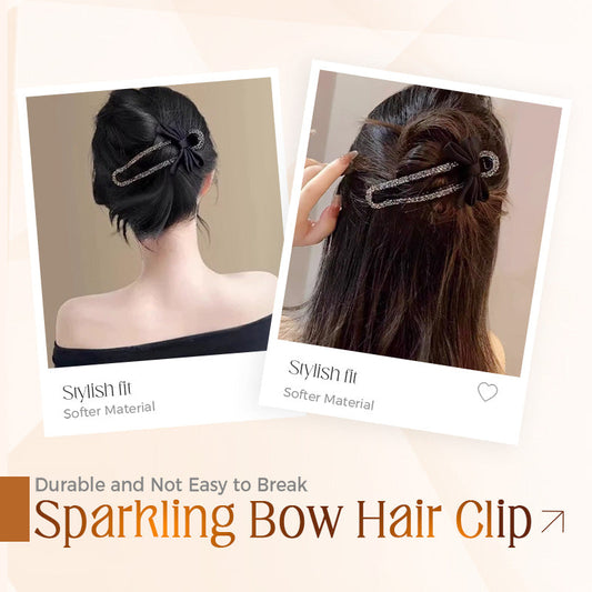 Barrette à cheveux élégante et scintillante avec nœud noir pour chignons