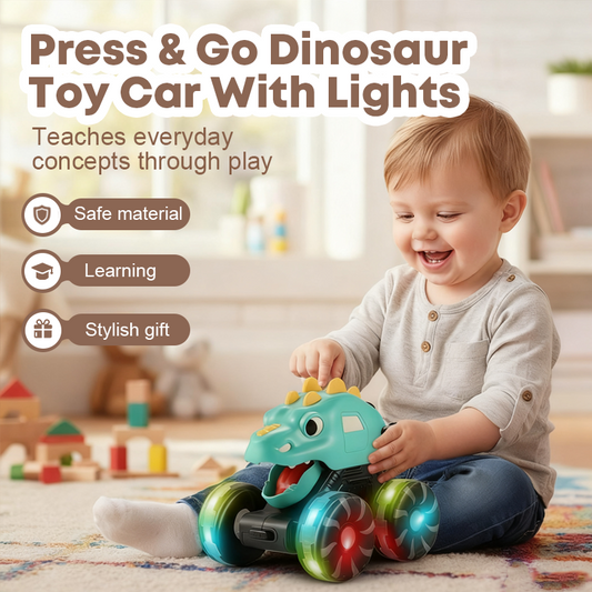 🦖Vente chaude 2025 - 50 % de réduction🚙Voiture jouet dinosaure avec lumières, appuyez et partez🎁