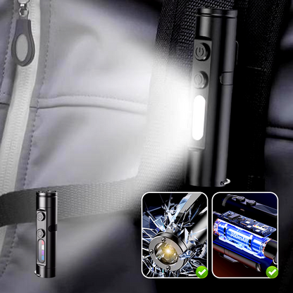 🔥Lampe Torche Tactique 4-en-1 Mini : Compacte, Magnétique, Lumière Intense, Brise-vitre, Avertisseur & Allume-feu
