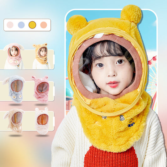 Bonnet d'hiver pour enfants avec masque détachable et coupe-vent