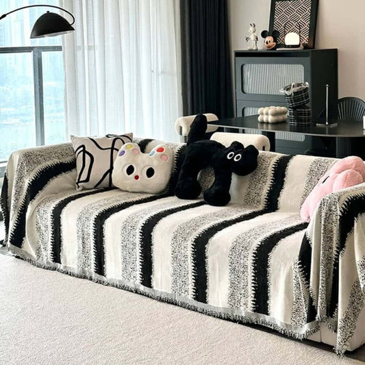 🎁Offre spéciale ⏳Housse de protection de canapé respirante en chenille rayée tendance
