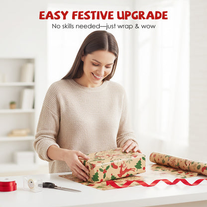 Papier kraft vintage de Noël pour cadeaux et bricolages