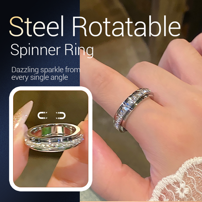💍 60% DE RÉDUCTION! ✨ BAGUE ROTATIVE TITANE - Zircone Cristal & Design Anti-Stress, Ajustable et Léger, Cadeau Élégant pour Lui/Elle 🌟🛒