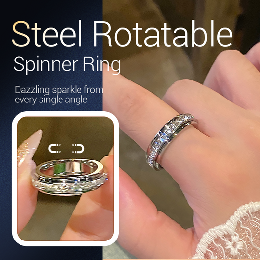 💍 60% DE RÉDUCTION! ✨ BAGUE ROTATIVE TITANE - Zircone Cristal & Design Anti-Stress, Ajustable et Léger, Cadeau Élégant pour Lui/Elle 🌟🛒