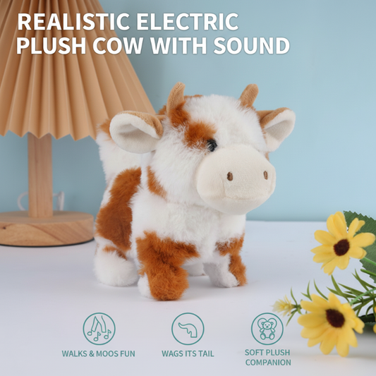 Vache en peluche électrique réaliste avec son
