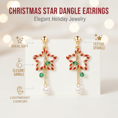 Boucles d’oreilles pendantes mignonnes en forme d’étoile de Noël