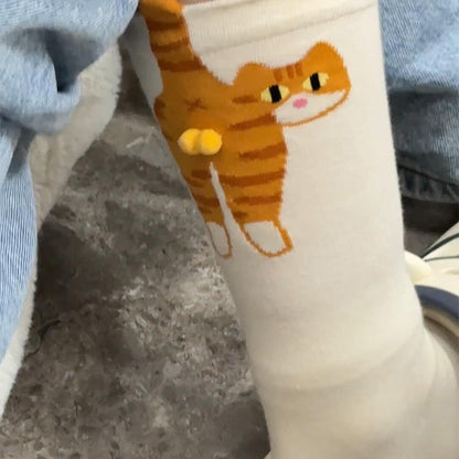 2 paires de chaussettes amusantes avec motif chat pour hommes et femmes