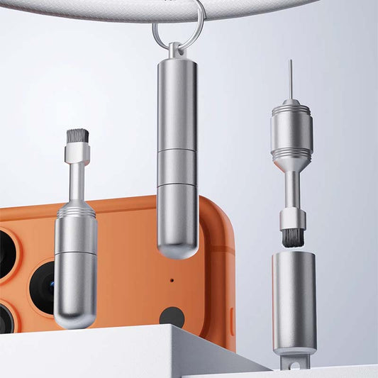 📢50% de réduction🎧Brosse 2 en 1 + Aiguille SIM🔑En Alliage d’Aluminium, Compact & Accroche-Clés