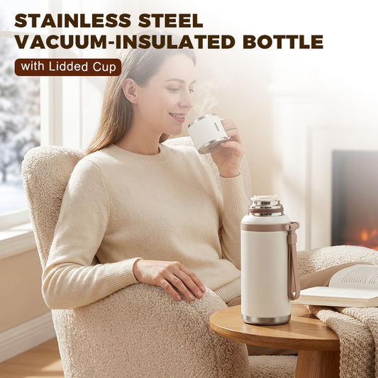 🔥SOLDES DU NOUVEL AN - SEULEMENT 19,99 € !!⚡PLUS DE 50 000 UNITÉS VENDUES !💝Bouteille isotherme 2 en 1 en acier inoxydable avec couvercle