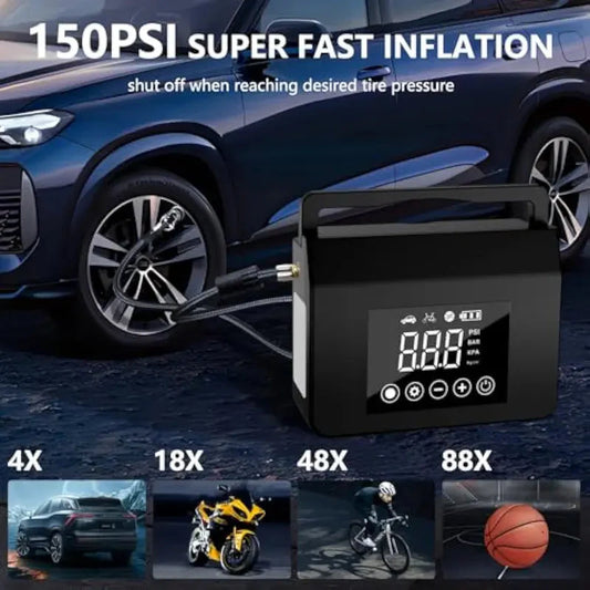 🚗Démarreur de voiture portable avec compresseur d'air, démarreur de batterie de voiture 4000 A