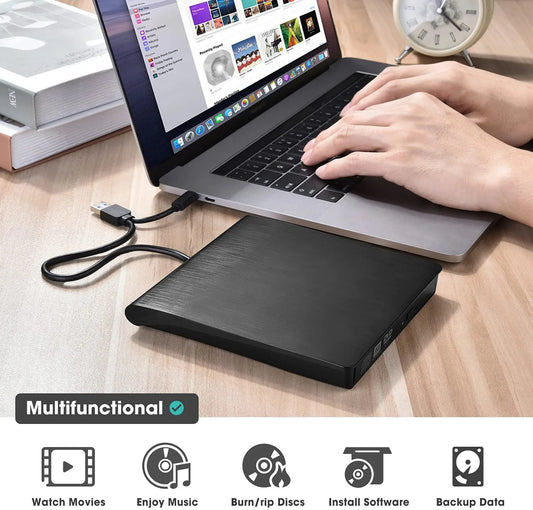 💿 50% DE RÉDUCTION! 💻 Lecteur CD/DVD Externe – Plug & Play, Portable & Compatible avec Mac/Windows ✨