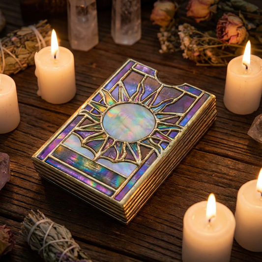 Porte-cartes de tarot irisé mystique