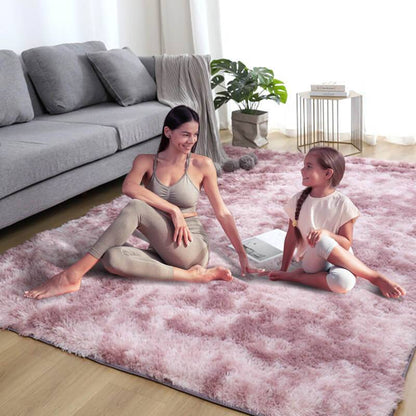 🌈 50 % DE RÉDUCTION ! 🛋️ Tapis de sol en peluche dégradé – Ultra-doux, antidérapant et lavable ✨