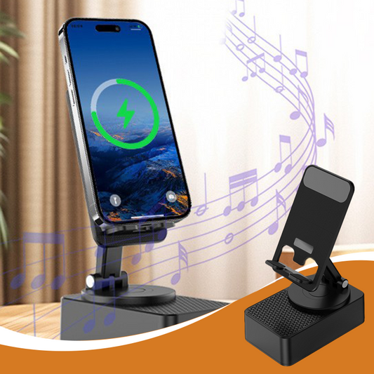 Support Téléphone 3-en-1 avec Enceinte Bluetooth et Batterie Externe