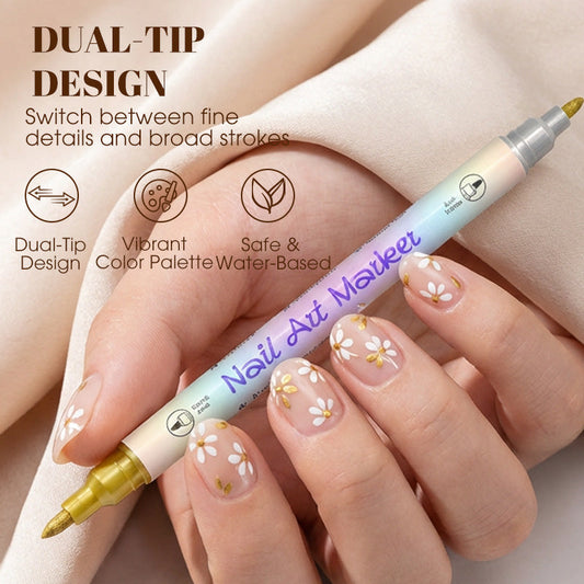 🥳 Grande promotion 2026 🥳💞 Plus de 50 000 unités vendues ! ✨🎨 55 % de rabais ! Stylo à ongles à double embout — Séchage rapide, sans lampe UV. Embout fin et pinceau. 12 ou 24 couleurs éclatantes. 💅🖌️
