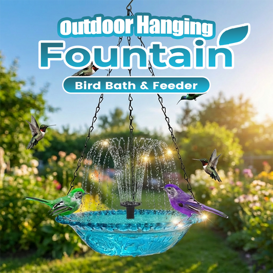 Fontaine suspendue d'extérieur, bain d'oiseaux et mangeoire