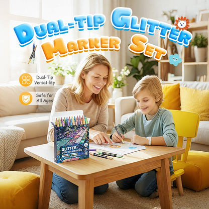 🎨Marqueurs pinceaux à effet pailleté🥇✨ : Créez des œuvres scintillantes en toute fluidité 🥳 (🌈24 à 96 couleurs | Écriture fluide sans bouchons | Ne traverse pas le papier📝)