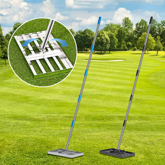 ⛳🌱 Niveleuse à gazon & Râteau de jardin en acier inoxydable – Niveleur de précision pour golfs, pelouses et surfaces sablonneuses