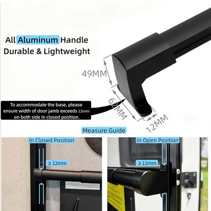 🚐🔧🏕️ PROMO -50% ! Barre de Poignée en Aluminium pour Porte Moustiquaire de Camping-Car – Télescopique 55-73 cm, Installation Facile