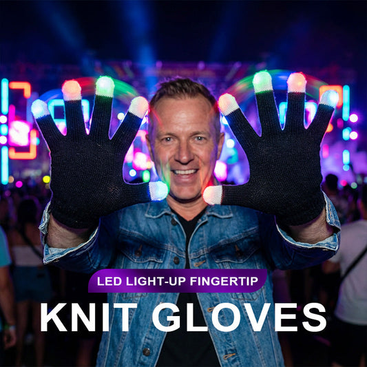 Gants tricotés à bouts de doigts lumineux à LED