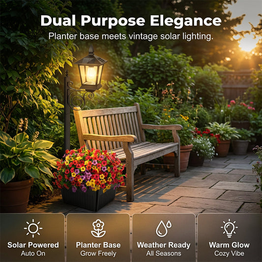 🌞 PROMO LIMITÉE 50% DE RÉDUCTION ! 🪴 Lampe Solaire de Jardin à Base Jardinière – Éclairage Autonome & Déco Élégante 🌙