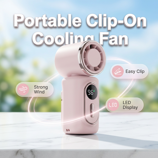 Ventilateur portable à pince avec écran LED