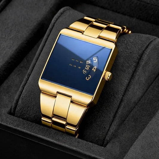 ⌚ 50% DE RÉDUCTION! ✨ Montre à Quartz pour Homme, Cadran Carré – Style Vintage, Mouvement Précis & Bracelet en Cuir Confortable 💼