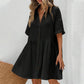 💃 Soldes d'été 2026 - 60 % de réduction 💐 Robe babydoll texturée à manches courtes et boutons pour femme, avec poches